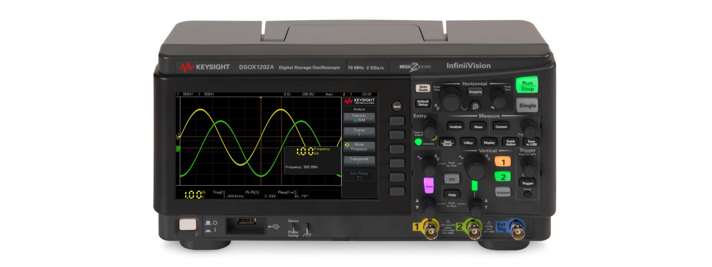 DSOX1202A 示波器：70/100/200 MHz，2 个模拟通道