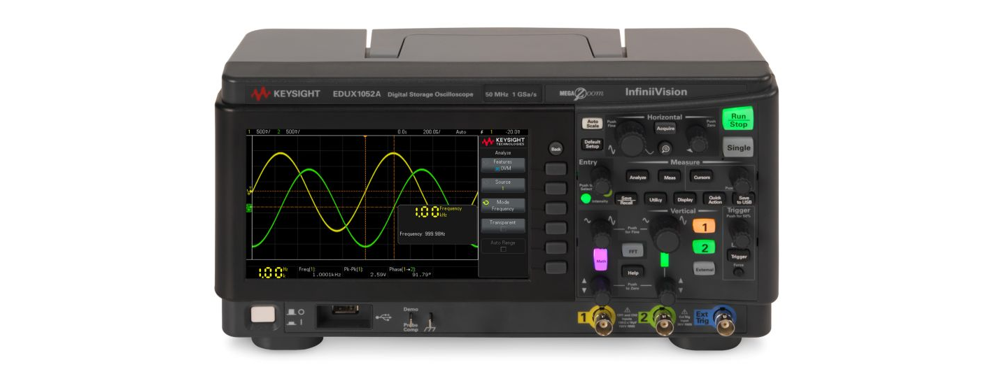 EDUX1052A 示波器：50 MHz，2 个模拟通道